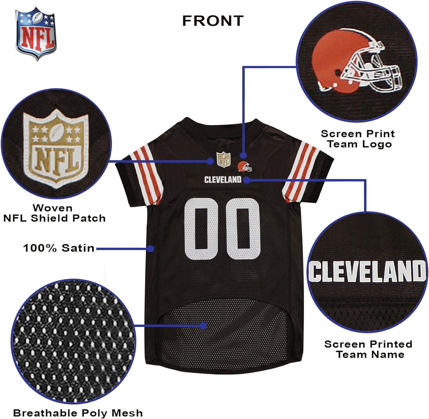 NFL Cleveland Browns Dog Jersey, Size: Medium. Best Football Jersey Costume for Dogs & Cats. Licensed Jersey Shirt